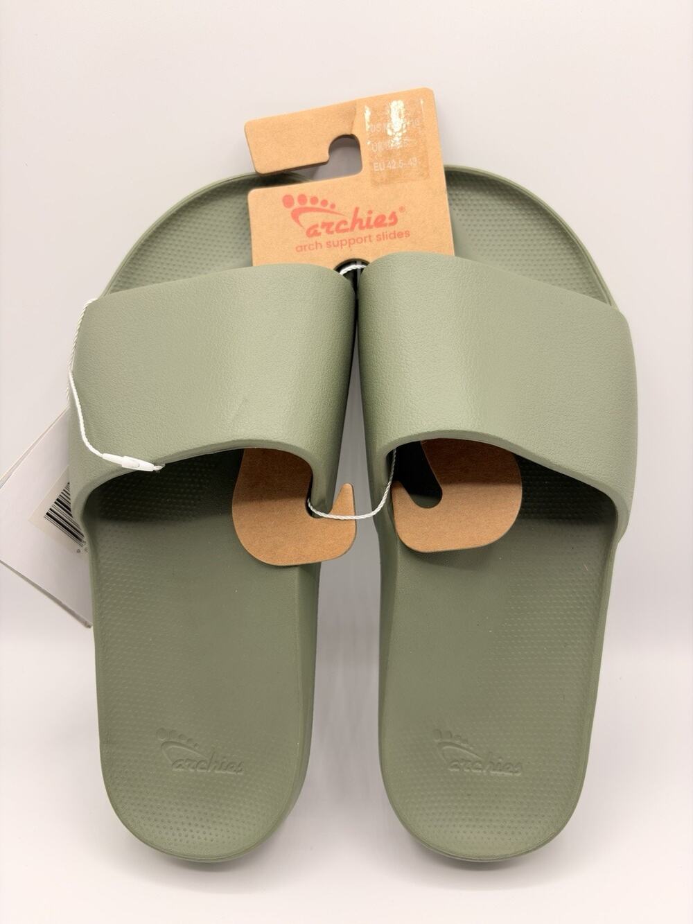 Archies Flip Flops Sandals Unisex Sz US M 9 W 10 Olive Green Arch Support NWT